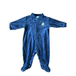 Vintage Ralph Lauren Baby One Piece Velour Blue 9 months